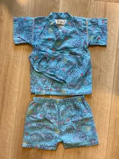 甚平 上下セット 青色 90cm