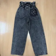 ティップトップ デニムパンツ フラワー刺繍 バックリボン ウエストゴム フリルのサムネイル