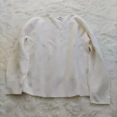 UNIQLO　ユニクロ　3DコットンVネックセーター（長袖）薄手　アイボリー　S