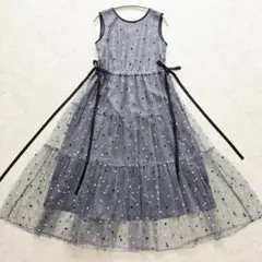 22SS♡グレースクラス グレースコンチネンタル マルチドットembドレス 