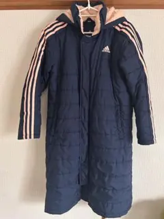 adidas ネイビー ベンチコート フード付き