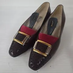 BALLY パンプス ボルドー クロコ型押し ゴールド金具 y95のサムネイル