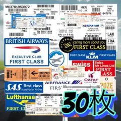30枚 航空チケット　航空会社　防水ステッカー　旅行　スーツケース