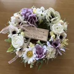 フラワーリース　アーティフィシャルフラワー　くすみ系エレガントな花のリース