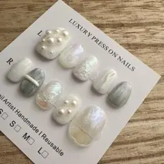 【現品】 ホワイト　シアー個性派ネイル　/0-4-4-5-6/即購入OK
