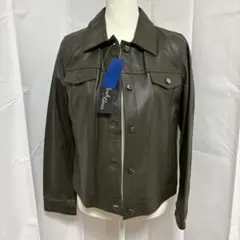 POSH ALMAフェイクレザージャケットL オリーブグリーン