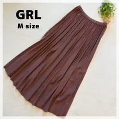 【グレイル】とろみ ロングプリーツスカート M くすみピンク ウエストゴム