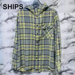 SHIPS フードチェックネルシャツ