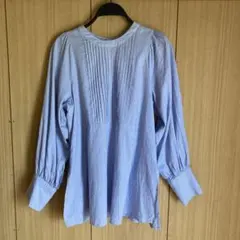 mysticミスティック青と白のストライプ長袖シャツ