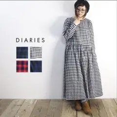 ダイアリーズ DIARIES マキシ丈 ワンピース 黒白チェック ロング丈