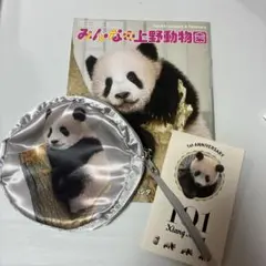 パンダ ３点セット　ポーチ　ステッカーシート　上野動物園冊子　シャンシャン