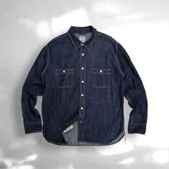 【極美品】ヒューストン USAコットン デニムワークシャツ XL 濃紺 空環のサムネイル