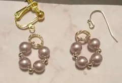 No.129 SWAROVSKIコーティングパール イヤリング ピアス
