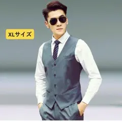 n432【新品未使用】フォーマル ベスト 尾錠付き グレー XLサイズ メンズ