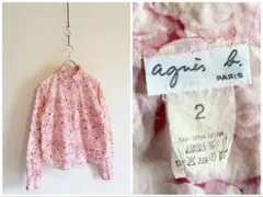 90sビンテージ agnes b. 花柄 フローラルプリント シャツ ピンク 