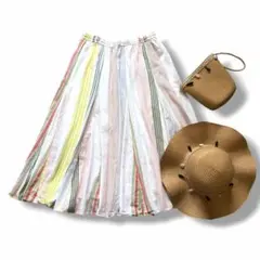 ヌキテパ Spick&Span別注 マルチストライプギャザーフレアロング