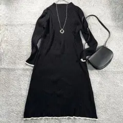 RADIATE 長袖ニットワンピース　Aライン　ロング　黒　M 配色　きれいめ