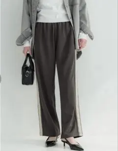 coca コカ・カットジョーゼットサイドラインパンツ チャコール・M