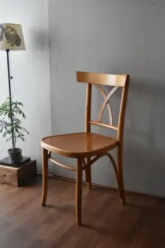 ブラウン 木製 スラットバックチェア(B) フランスベッド製 アンティーク木製スラットバック椅子 ブラウン ブラウン 木製