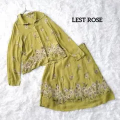 レストローズ セットアップ 花柄 黄緑 M相当 透け感