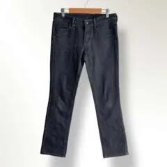美品　ユニクロ　レディースブラックデニム　牛革パッチ　26 スキニーフィット