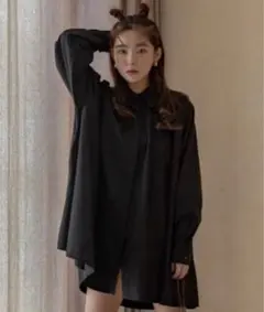 une mansion ラグランフレアシャツワンピース