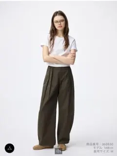 【試着のみ】GU チノタックバレルパンツ Lサイズ