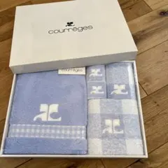5枚　新品　courreges クレージュ バスタオル フェイス　ハンカチ　青のサムネイル