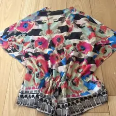 ルシェルブルー　花柄カーディガン 半袖 マルチカラーのサムネイル