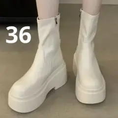 完売品 shein シーイン 厚底 ブーツ オフホワイト 36