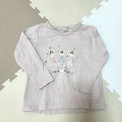 プティマイン バレリーナ刺繍 ピンク長袖カットソー
