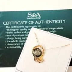 【新品】S&A イチョウ　ペンダントトップ　グリーンアンバー　万博　ポーランド