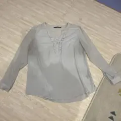 一点もの✨【L】zac & rachel ドット柄フリル長袖シャツ Lサイズ