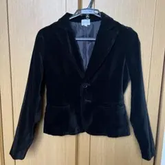黒 ベルベット シングルボタンジャケット