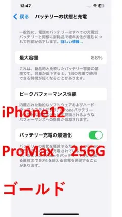iPhone12 ProMax 本体　256GB ゴールド
