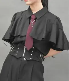 axes femme POETIQUE 半袖ブラウス ネクタイ付き
