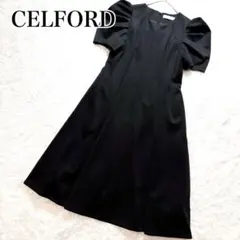 CELFORD ブラックフォーマル パフスリープ フレアワンピース M