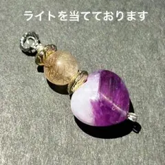 天然石　パワーストーン　レピドライトシリカ　ブラウンルチル　ネックレス