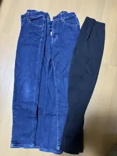 デニムとブラックパンツセット