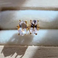 S✧天然石モルガナイト5.0×3.0mm✧　ピアス　ステンレス