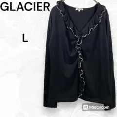 グラシア　カットソー　長袖　フリル　ブラック　L レディース　トップス