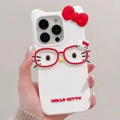 ハローキティ 立体リボン iPhoneケース 13/14/15対応 ホワイト