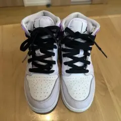 エアジョーダン1 ジュニアシューズ ハイカット スニーカー ホワイト/パープル