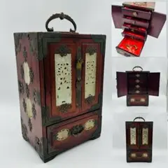 李朝 宝石箱 小箪笥 花鳥図 金彩 ジュエリーボックス 朝鮮家具 古美術