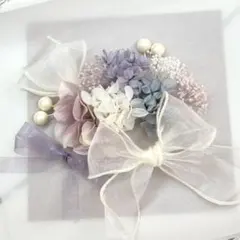 ドライフラワー髪飾り　成人式　卒業式　結婚式　リボン　ヘッドパーツ