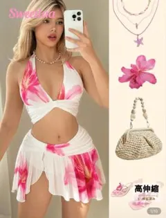 Sweetina フローラル Y2K スカートセットアップ