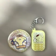 ポムポムプリン(グリッター缶バッジ)(携帯型キーホルダー)(目印キーホルダー)
