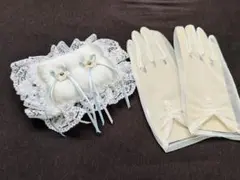 ウェディング リングピロー（手作り）＆グローブ セット レース 結婚式 挙式