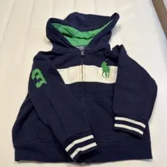 フリース長袖パーカー 緑紺ネイビー　馬ポロ　ラルフローレン