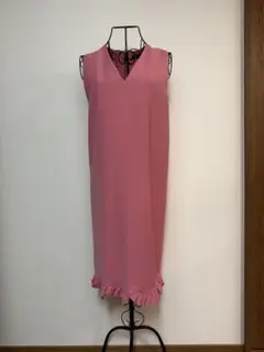 YOKO CHANピンク ノースリーブ ミニワンピース フリル裾 - メルカリ